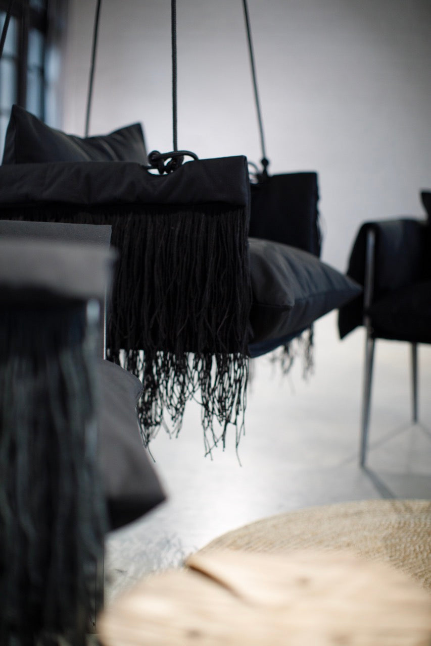 Coal Black Fringe Swing Chair